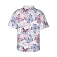 thumbnail image 3 of Uemuo Butterflies in Pastel Printed Regular Fit Short Sleeve Casual Hawaiian Shirt for Men,Aloha shirt,Tropical shirt,Floral print shirt,Vacation Beach shirt-, 3 of 9
