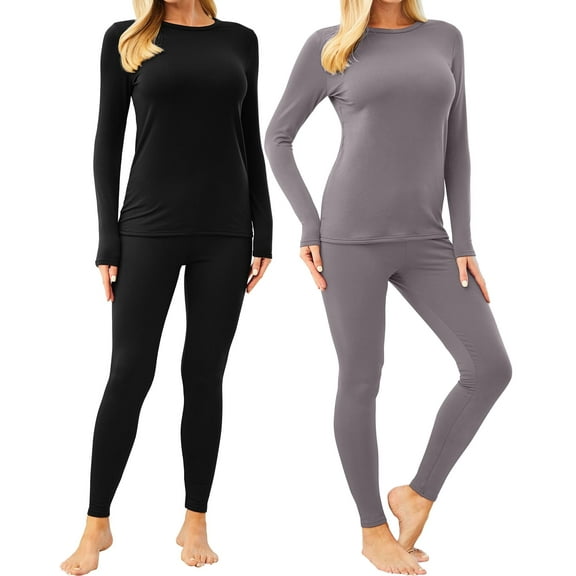 CL convallaira 2 PACK/Set Women Thermal Underwear Long Johns Set, Soft and Warm Long Underwear Base Layer Pajama for Cold Weather