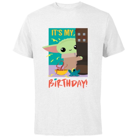 Star Wars The Mandalorian The Child Funny It's My Birthday - Short Sleeve Cotton T-Shirt for Adults - Customized-White