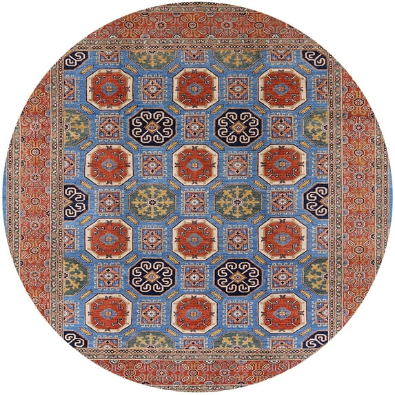 Ahgly Company Indoor Round Mid-Century Modern Rosy Brown Pink Oriental Area Rugs, 6' Round