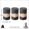 thumbnail image 5 of 3 Piece Dark Grey Pillar Candle Set, 4 Inches Tall, 45 Hours Burn Time, Unscented, Marbled Surface, 5 of 7
