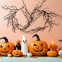 Peacheart 6.4FT Black Artificial Willow Vine Twig Garland for Halloween Holiday Home Fireplace Mantle Decor