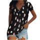 thumbnail image 1 of Blusa de camiseta con estampado de cuello en V de manga corta informal de verano a la moda para mujer Pompotops qwe24573, 1 of 5