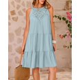 thumbnail image 3 of PRETTYGARDEN Women's Summer Hollow Out Halter Dresses Casual Sleeveless A-Line Tiered Swing Sundress Beach Vacation Mini Dress, 3 of 6