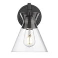 thumbnail image 1 of Golden Lighting Malta 1 Light Wall Sconce Matte Black Clear Glass Shade, 1 of 4