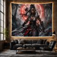 thumbnail image 6 of Moon Stars Figure with Warrior Figure Long Wind, Spooky Gothic for Gothic Decor Fans, Dark Art Decor, Halloween Gift, Tapestry Wall Hanging for Bedroom and Dorm, 6 of 7