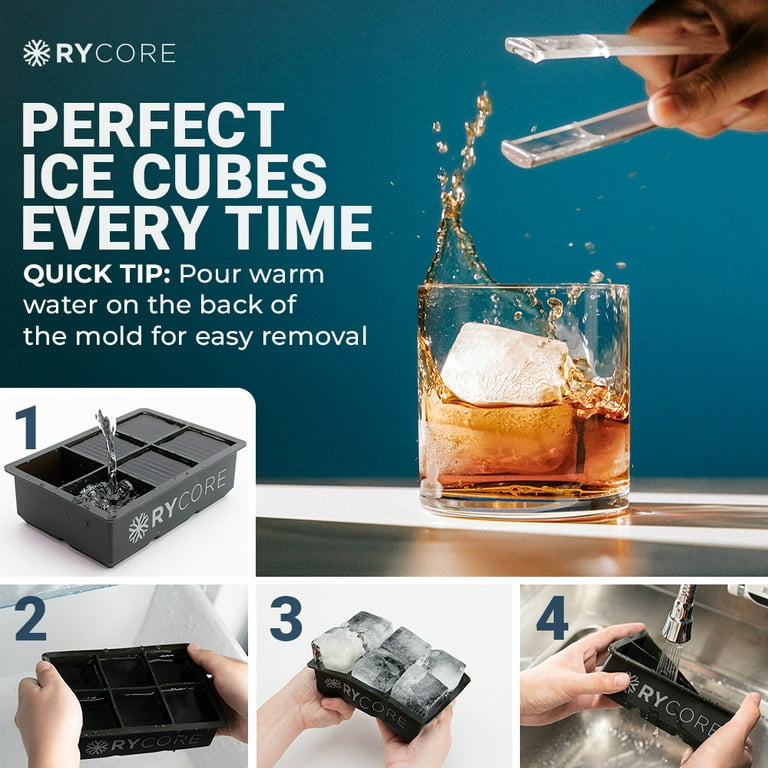 Black 2 Silicone Large Square Ice Cube Tray | RYCORE