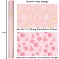 thumbnail image 3 of Reversible Christmas Wrapping Paper Roll, Pink and Gold Wrapping Paper, Metallic Foil Girly Snowflake, Tree & Present Christma Gift Wrap for Gilr Women Holiday Celebration (17 Inch X 33 Feet), 3 of 15