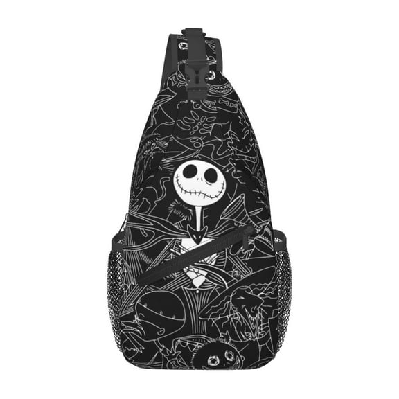 Crossbody Bags Sling Backpack The Nightmare Before Christmas Cross Chest Bag Sports Shoulder Bag Gym Pack Adjustable Rucksack for Running Cycling