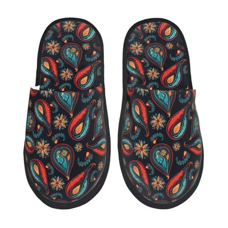 Balery Paisley1 Slient Indoor Furry Fleece Comfort House Shoes Soft Non-Slip Home Shoes Cotton slippers House Slippers-- Large