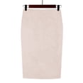 thumbnail image 4 of Ediodpoh Women's Skirts Womens Short Suede Skirt Elastic Waist Skirt Solid Color Side Slit High Waist Pencil Skirt Beige M, 4 of 5