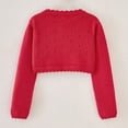 thumbnail image 2 of OBEEII Kids Girls Crochet One Button Cardigan Knitted Cropped Shawl Coat Long Sleeve Cover Up Little Girls Clothes, 2 of 10