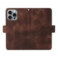 thumbnail image 5 of ELEHOLD For iPhone 16 Pro Leather Wallet Phone Case, Embossed Diamond Folio Flip Cover, Card Holder Cash Slot, Stand Support, Wrist Strap Lanyard -Coffee, 5 of 10