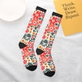 thumbnail image 6 of Bingfone Compression Socks for Women and Men Long Socks for Running Athletic Cycling Nurse-Small Coral Red Flowers, 6 of 8