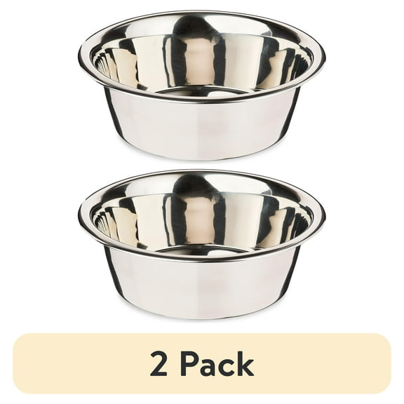 (2 pack) Vibrant Life Stainless Steel Dog Bowl, Large