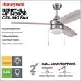 thumbnail image 4 of Open Box Honeywell Berryhill Ceiling Fan, Quiet Motor and Pull Chain, 48", Brushed Nickel, 4 of 12