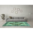 thumbnail image 3 of Ahgly Company Machine Washable Indoor Square Persian Turquoise Blue Traditional Area Rugs, 7' Square, 3 of 4