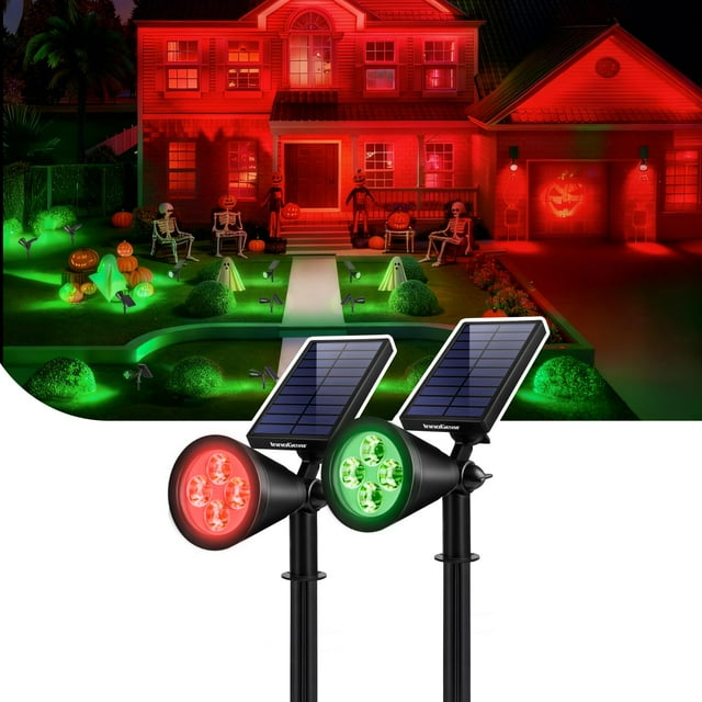 Focos solares para jardín InnoGear, paquete de 2, LED rojo y verde