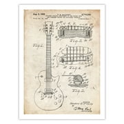 Gibson Les Paul Guitar Poster 1955 Patent Art Handmade Giclée Gallery Print Parchment (18" x 24")