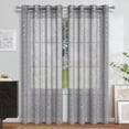 thumbnail image 4 of Staron Semi-Transparent Curtains with Silver Embossed Pattern, Sheer Window Curtains for Bedroom Living Room, Polyester Grommet Top Blackout Curtain Panels Home Decor, Gray, 4 of 6