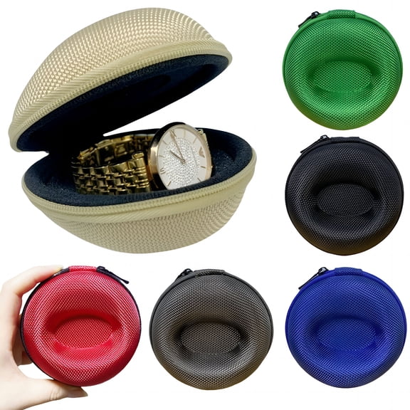 DESIGNICE Single Watch Travel Case - Portable Watch Box Organizer Travel Watch Case 1 Slot for Men & Women - Fits All Wristwatches & Smart Watches Up to 50Mm, 1Pcs