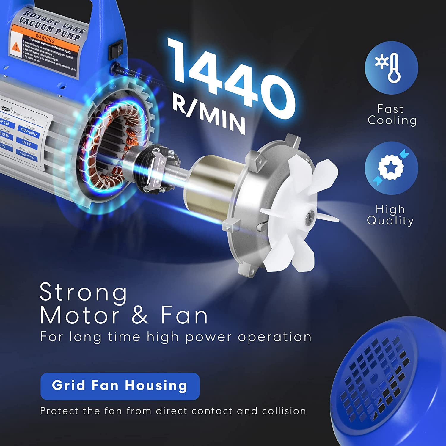 SPECSTAR 110V 1/4 HP 3.5 CFM Single Stage Rotary Vane Air Vacuum Pump with Oil Bottle