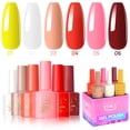 thumbnail image 2 of VOKY 6PCS Gel Nail Polish Set, Soak Off UV/LED Nail Gel Kit, Classic Nude Red Pink White Yellow Colors, 7ml/Bottle, Long Lasting 2-3 Weeks, Salon-Quality Manicure for Home DIY, 2 of 6