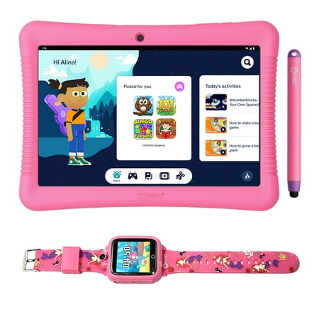 Contixo Bundle for K102 10 Inch Kids Tablet and Smart Watch, 2GB RAM and 32 GB Storage, Bluetooth, Android, with Smart Watch that Touch Screen, Camera, Video and Audio Recording, MP3 Player -Pink