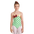 thumbnail image 2 of inhzoy Kids Girls Christmas Dance Leotard Candy Cane Striped Ballet Dance Bodysuit Green 8, 2 of 6