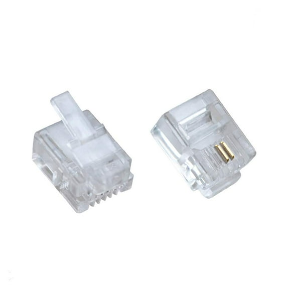 SMITON 100PACK Telephone Plug 6P2C RJ11 Modular Plug (6/2, Telephone Cord Connector)