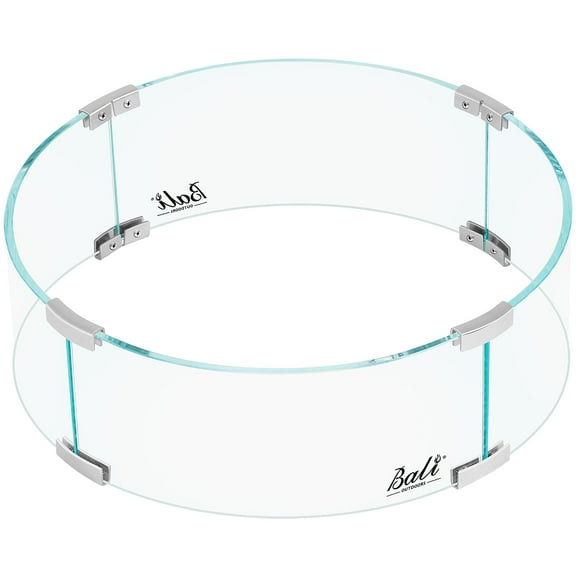 BALI OUTDOORS Round Fire Pit Glass Wind Guard 18.5 x 18.5 x6 Inch Fits for Round Outdoor Fire Pit