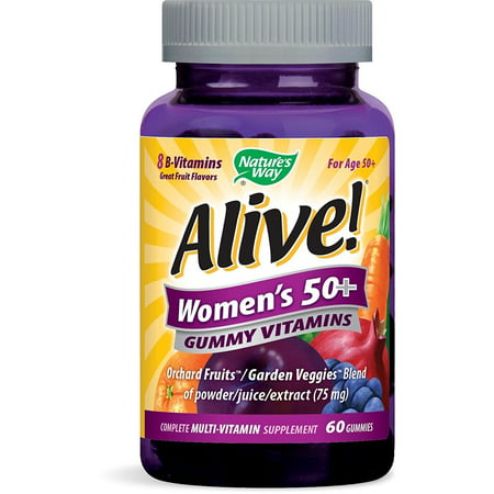 Nature's Way Alive!® Women's 50+ Multivitamin Gummies, Food-Based Blend (75mg per serving), Gluten Free, Made with Pectin, 60