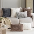 thumbnail image 5 of SUSIELADY Throw Pillow Covers 20x12 Inch Set of 2 – Leaf Pattern Plush Decorative Pillowcases for Couch Bed Sofa Farmhouse Spring Summer Decor, Dark Gray, 5 of 5