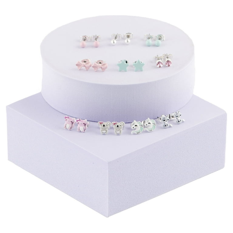 全新 Claire set tops AM1335 Claire's Gold Pink Angel Star Heart Stud Earring Set