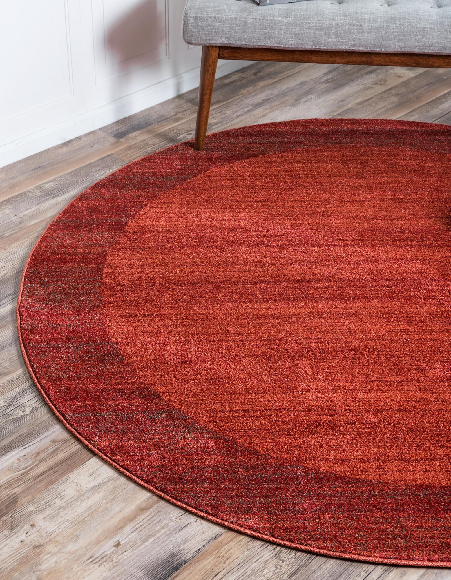 Angelica Collection Rug 4 Ft Round Terracotta Medium Rug