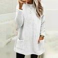thumbnail image 2 of Yuannlog Womens Hoodies Cozy Lined Solid Color Autumn Winter Warm Round Neck Long Sleeve Pockets Casual Streetwear Tunic Long Tops, XXL, 2 of 7