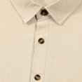 thumbnail image 6 of FRSASU Short Sleeve Polo Shirts for Men Casual Lapel Collar Pullover Tee Shirt Loose Fit Half Button Down T-Shirts Khaki, 6 of 9