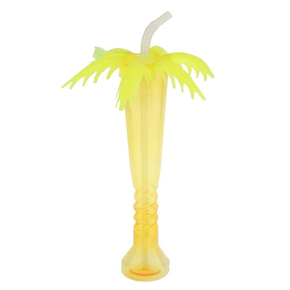 Paquete de 5 Tazas para Jardín s de Tropical, Playa , para Fiestas Infantiles, con Tapa, Paja con Gorra, Color Amarillo Colco Taza Palm Tree Yard