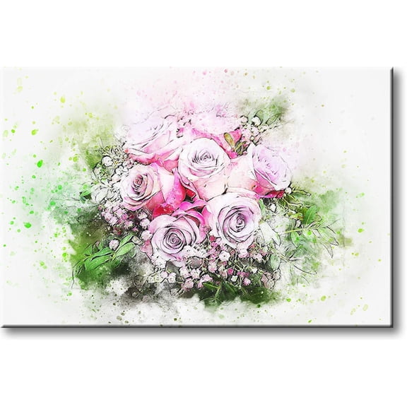 Pink Flowers Painting Picture on Stretched Canvas, Wall Art D?cor, Ready to Hang