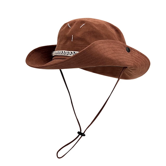 Sombrero de montañismo con cordón de 56-58 cm de circunferencia, sombrero de pescador de ala grande, sombrero de sol protector solar de verano para mujer