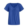 thumbnail image 4 of vigerkar Women's Solid Casual Summer T Shirts Short Sleeve V Neck Tops Tshirts (Blue, XXL), 4 of 5