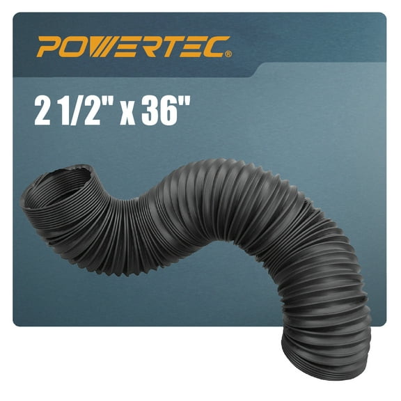 POWERTEC 2 1/2'' x 36'' Dust Collection Hose, Flexible 2.5 Inch Dust Collector Hose for Table Saw, Drill Press, Woodworking and Wood Shop Dust Collection System (70198)