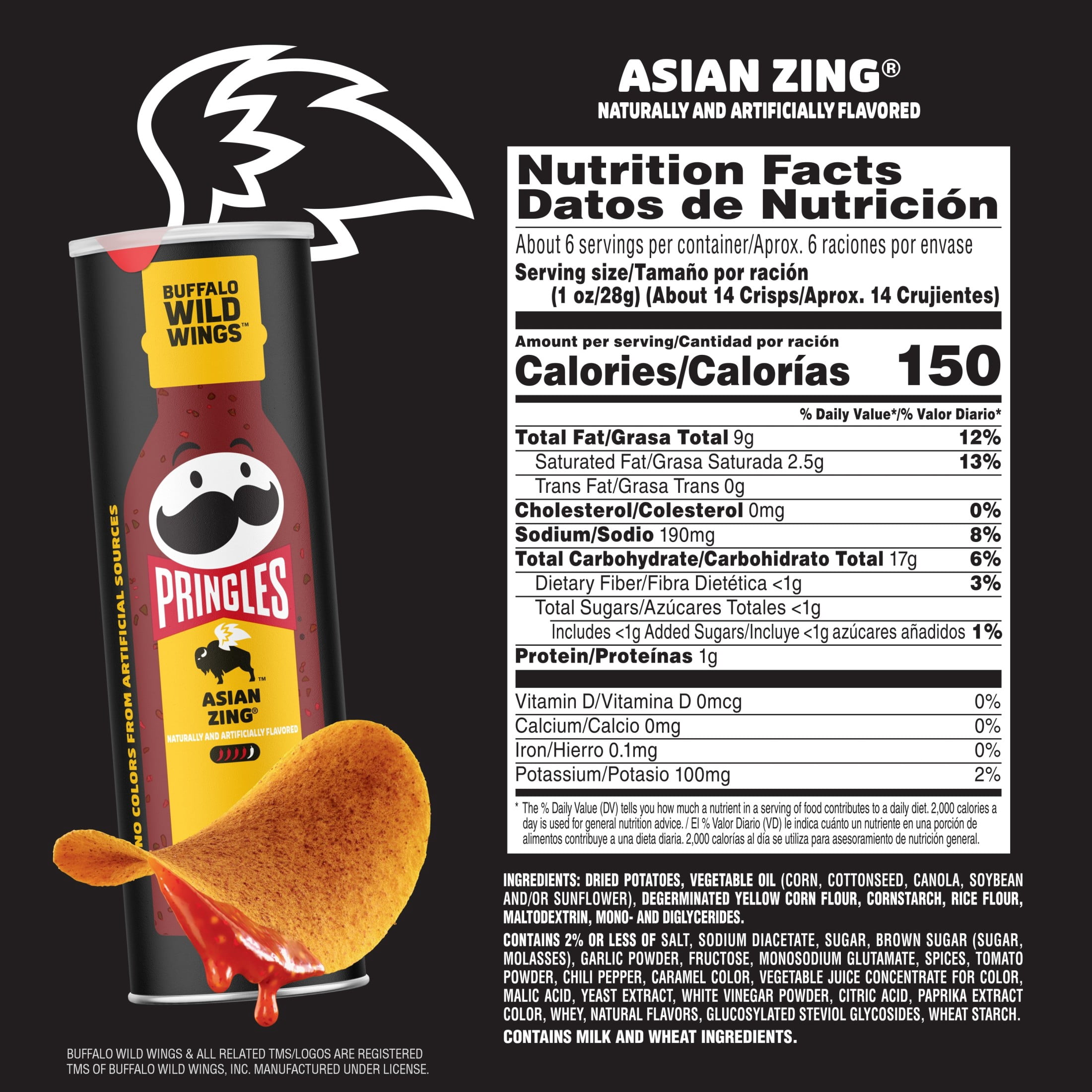 Pringles Asian Zing Potato Crisps Chips, 5.5 oz Canister