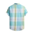 thumbnail image 4 of USNSM Men's Casual Plaid Print Turndown Collar Short Sleeve Buttons Shirt Quick Dry Lightweight Summer Beach Vacation Tops Yellow M, 4 of 5