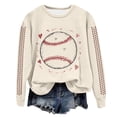 thumbnail image 5 of Godom Football Sweatshirts for Women Graphic Sweatshirt Long Sleeve Crewneck Pullover Tops Baseball Sweatshirt, 5 of 7