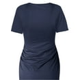 thumbnail image 3 of MORTTIC Women's Short Sleeve Ruched Bodycon Dress Solid Color Crew Neck Stretchy Casual Dress for Spring/Summer, Mid-Thigh Length, 3 of 6