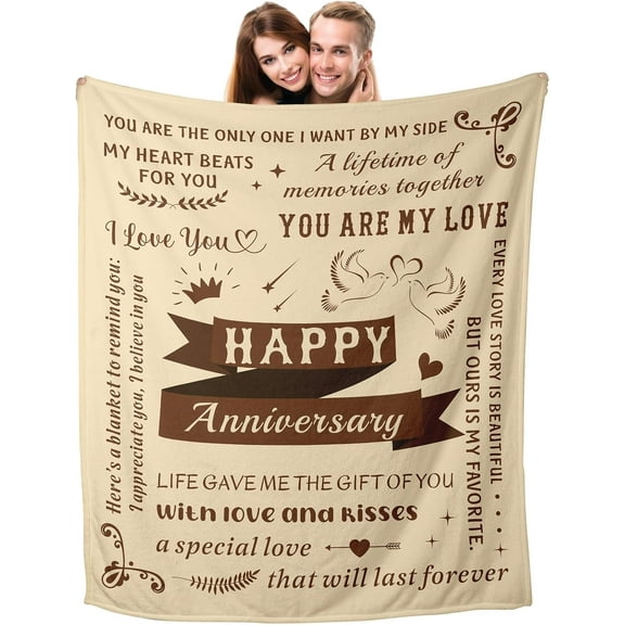 2 Years Anniversary Blanket Gifts for Women Men Wife Christmas Valentines Day Gifts for Him Her Wedding Happy Anniversary Blanket for Husband Stocking Stuffers Soft Blanket 50x60