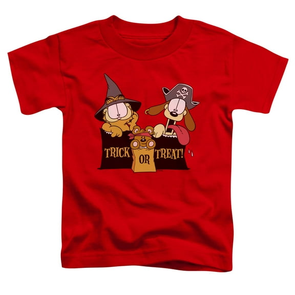 Trevco GAR315-TT-1 Garfield Trick or Treat Short Sleeve Toddler T-Shirt, Red - Small 2T