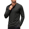 thumbnail image 2 of Urbanix Henley Shirts for Men Classic Long Sleeve Blouse Relaxed Henley Neck Collared Golf Shirt Outdoor Collared Golf Shirt with One Pocket, 2 of 5