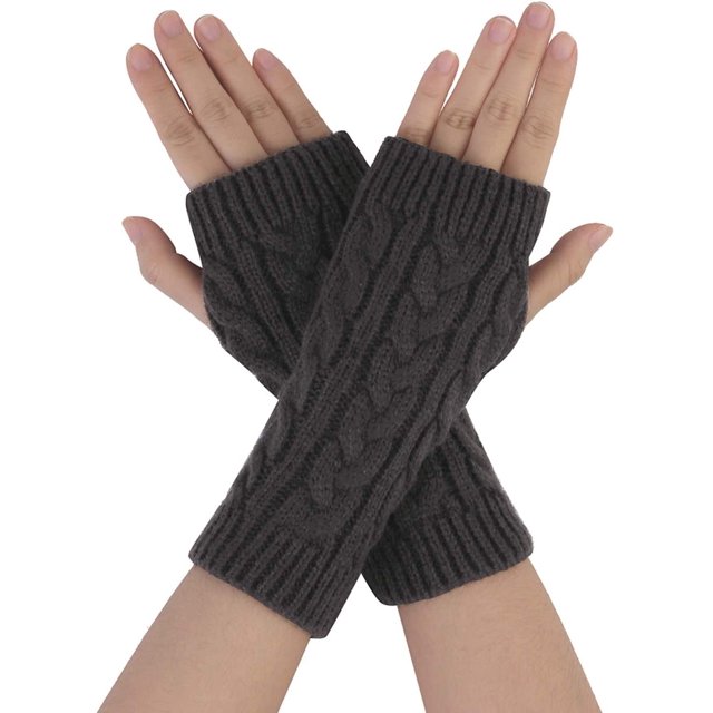Gants Tricotés Unisexes Sans Doigts Gris Foncé